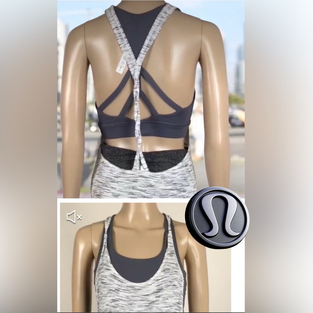 lululemon athletica Gray and White Strappy Tank Top